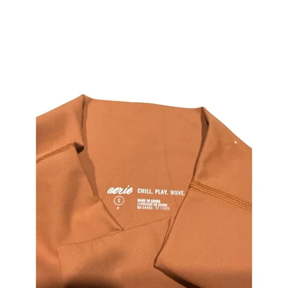 Aerie Rust Orange Laser Cut Side Panel Pocket Leggings Size Small High Rise - Picture 4 of 8